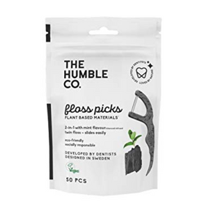 Plant-based Humble Floss Picks - Charcoal - double threaded (50 pcs)