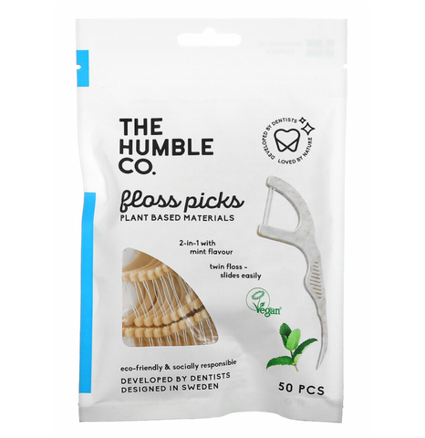 Natural Humble Floss Picks - mint - double threaded (50 pcs)